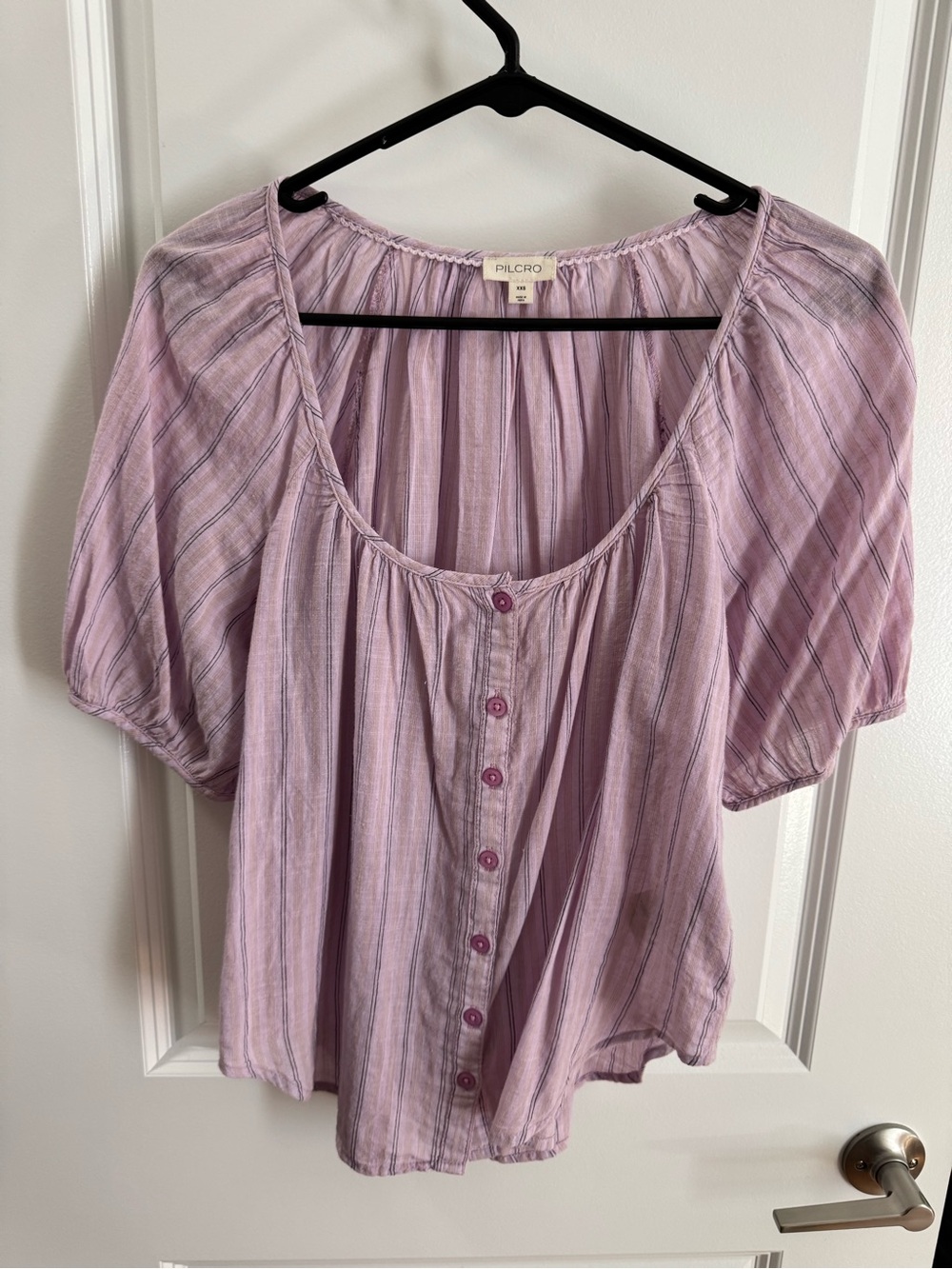 Pilcro Puff Sleeve Gauze Blouse Lilac Sky size XXS